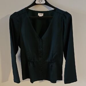 Elegant Green Button-Up Blouse